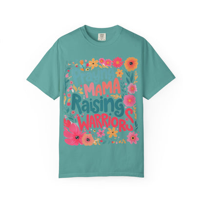 Praying Mama Raising Warrior T-Shirt — Floral Christian Mom Tee
