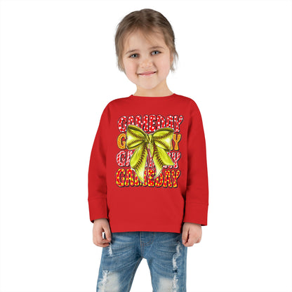 Gameday Toddler Long Sleeve Tee – Cheer Bow Football Fan Shirt