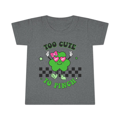 Toddler T-shirt — "Too Cute to Pinch" St. Patrick's Day Shamrock Tee