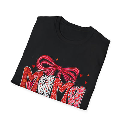 Mama Heart Graphic T-Shirt — Cute Floral ‘MAMA’ Design with Ribbon (Mother’s Day Gift)