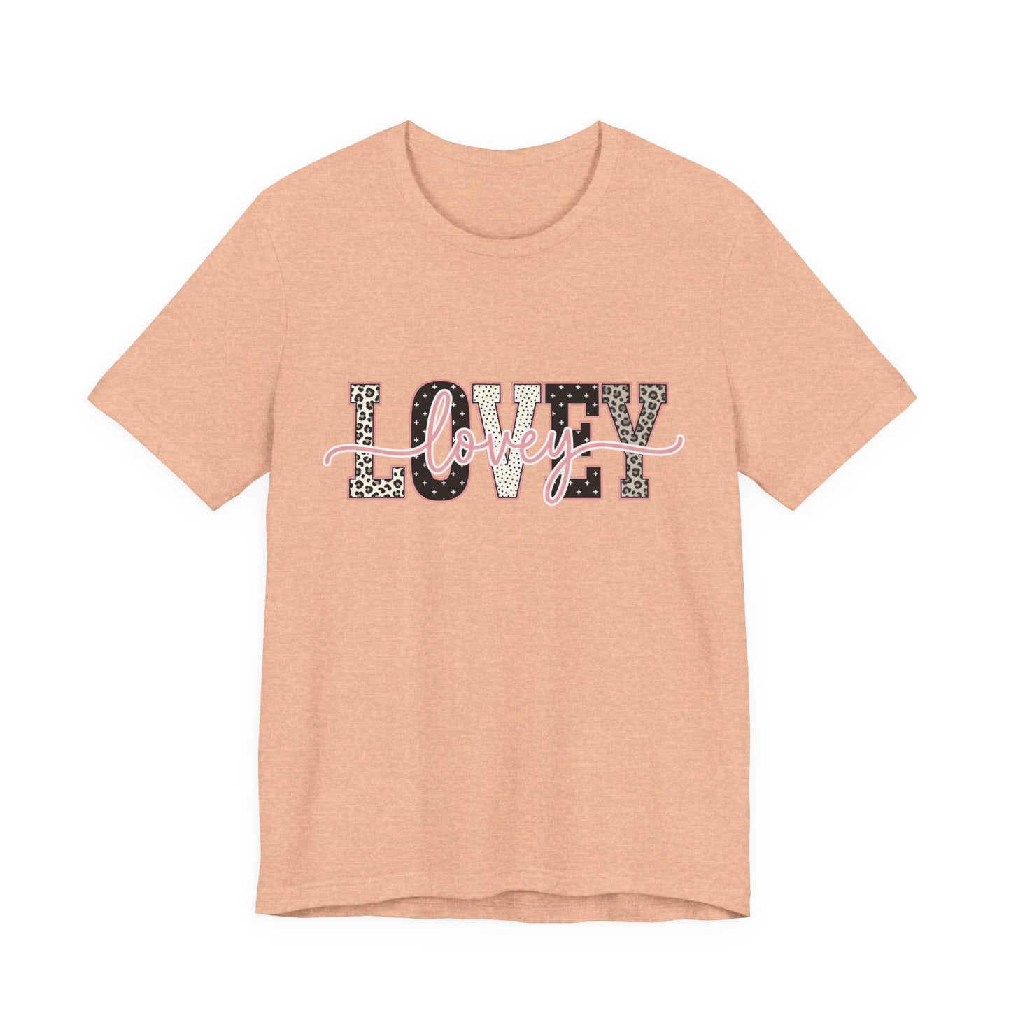 Lovey Mom T-Shirt — 'Lovely' Script Over 'MOM' Leopard Print Tee