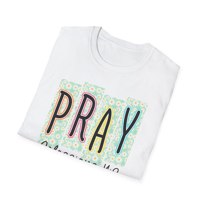 Pray Colossians 4:2 Floral Graphic T‑Shirt — Inspirational Christian Faith Tee