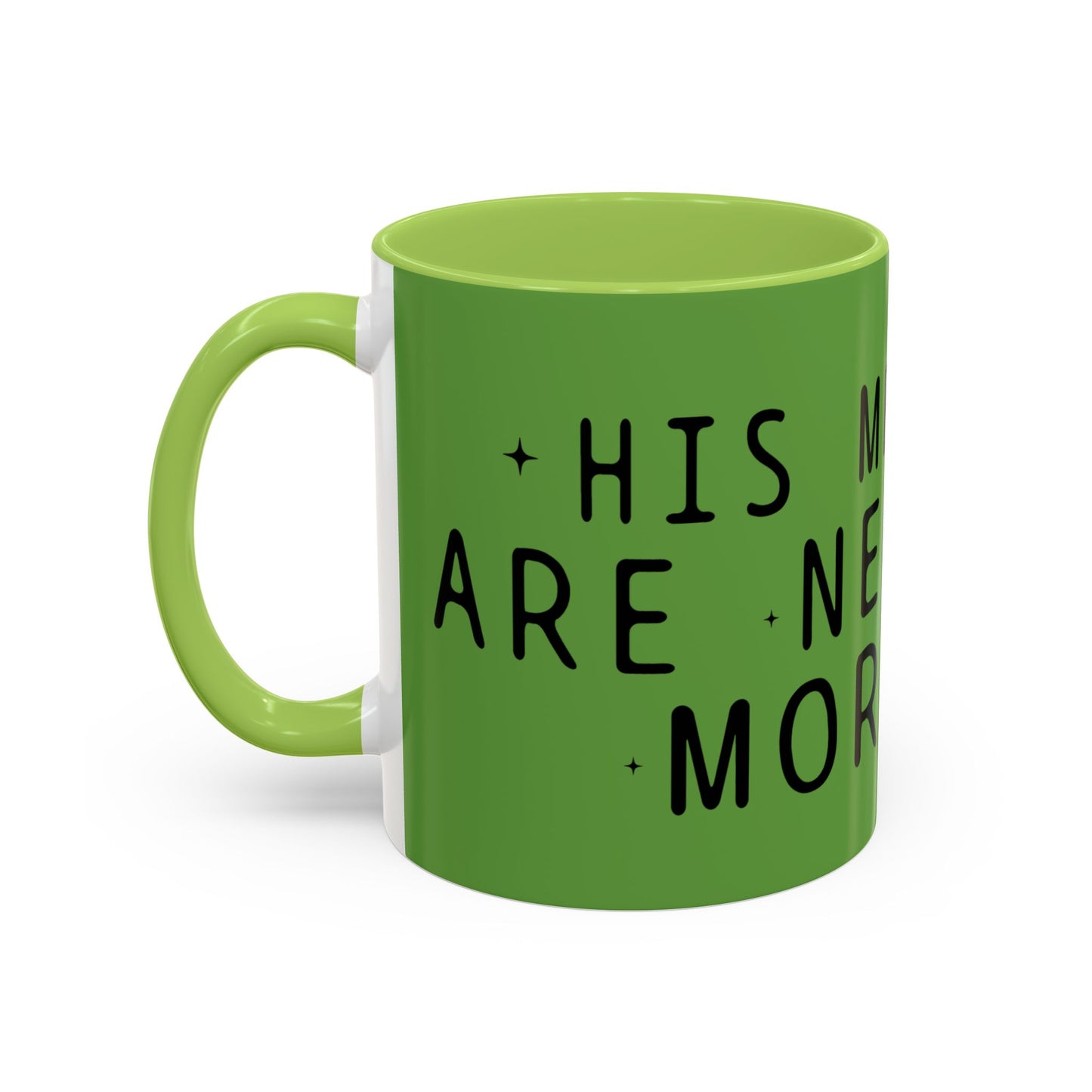 Green Accent Coffee Mug — "New Mercies Every Morning" Inspirational Tea & Coffee Cup