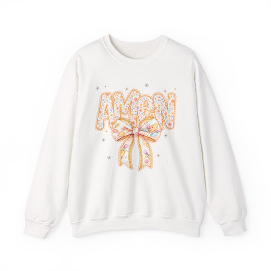 Crewneck Sweatshirt — 'AMAW' Pastel Bow Glitter Graphic