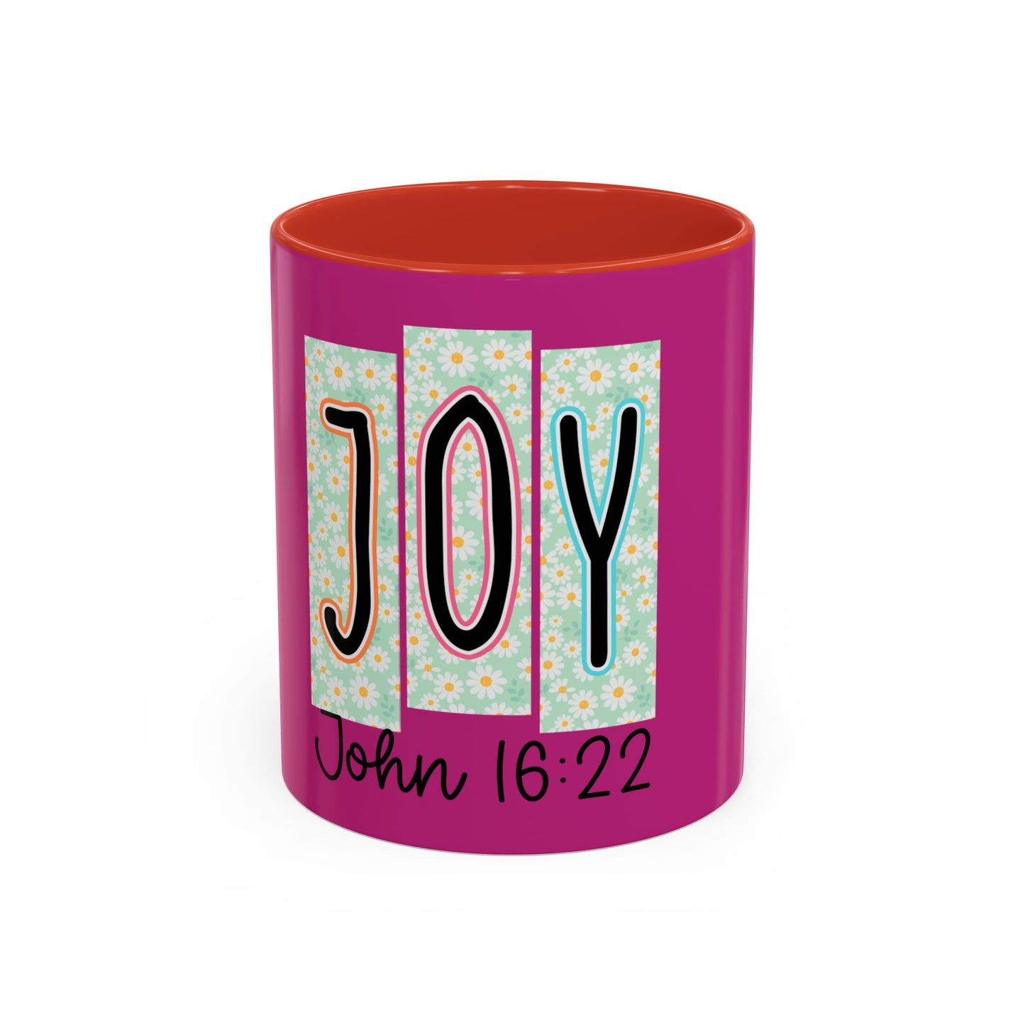 Joy John 16:22 Accent Coffee Mug — Christian Inspirational Ceramic Mug
