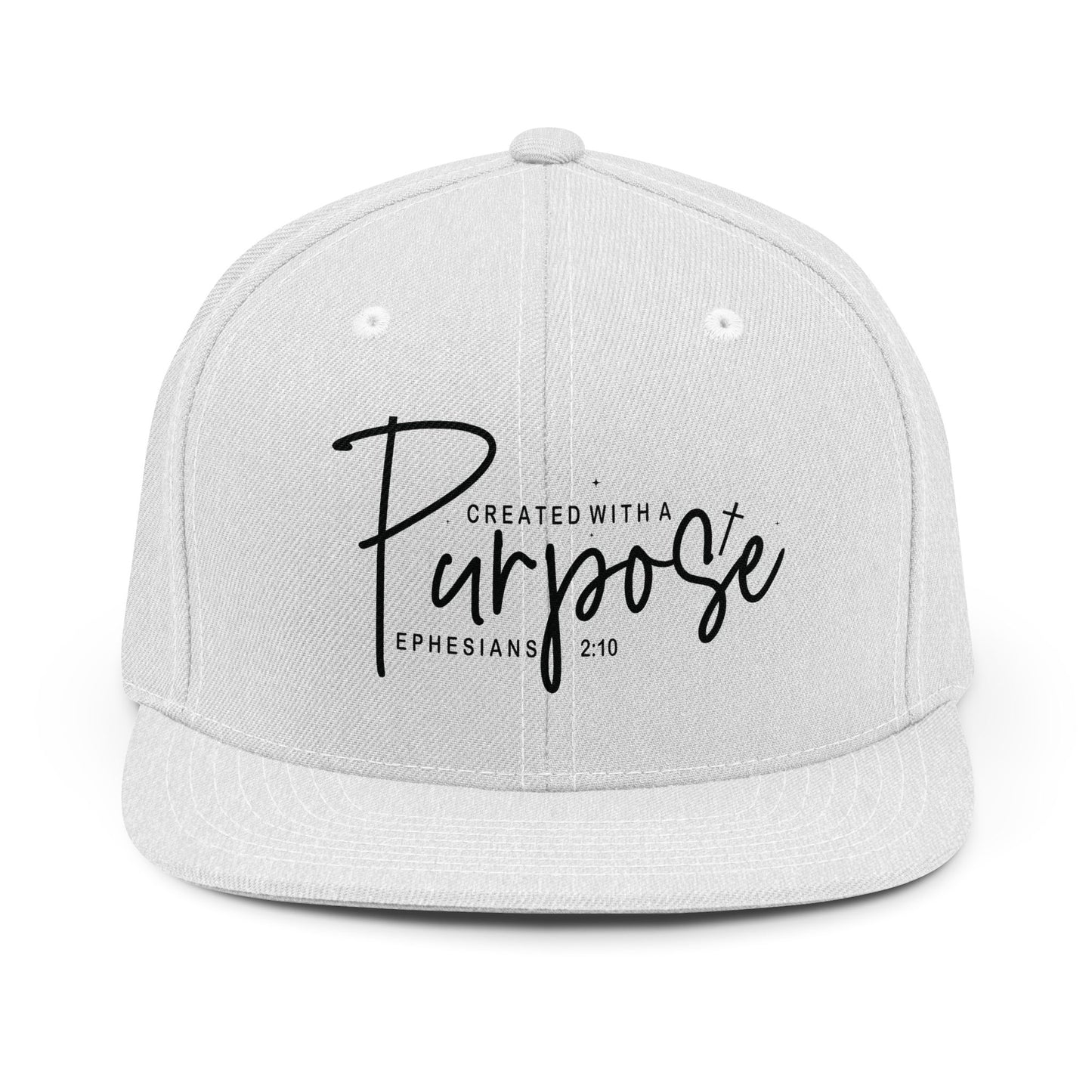 Created With a Purpose Snapback Hat — Inspirational Christian Baseball Cap (Ephesians 2:10)