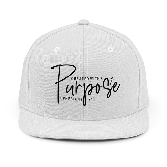 Created With a Purpose Snapback Hat — Inspirational Christian Baseball Cap (Ephesians 2:10)