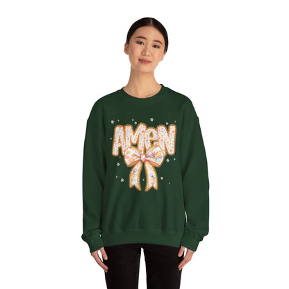 Crewneck Sweatshirt — 'AMAW' Pastel Bow Glitter Graphic