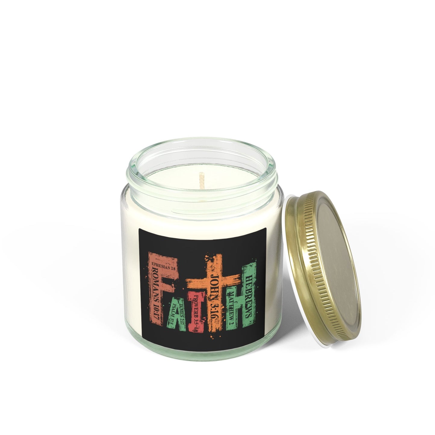 Scripture Word Art Candle — Coconut Apricot Scented Jar (4oz/9oz)