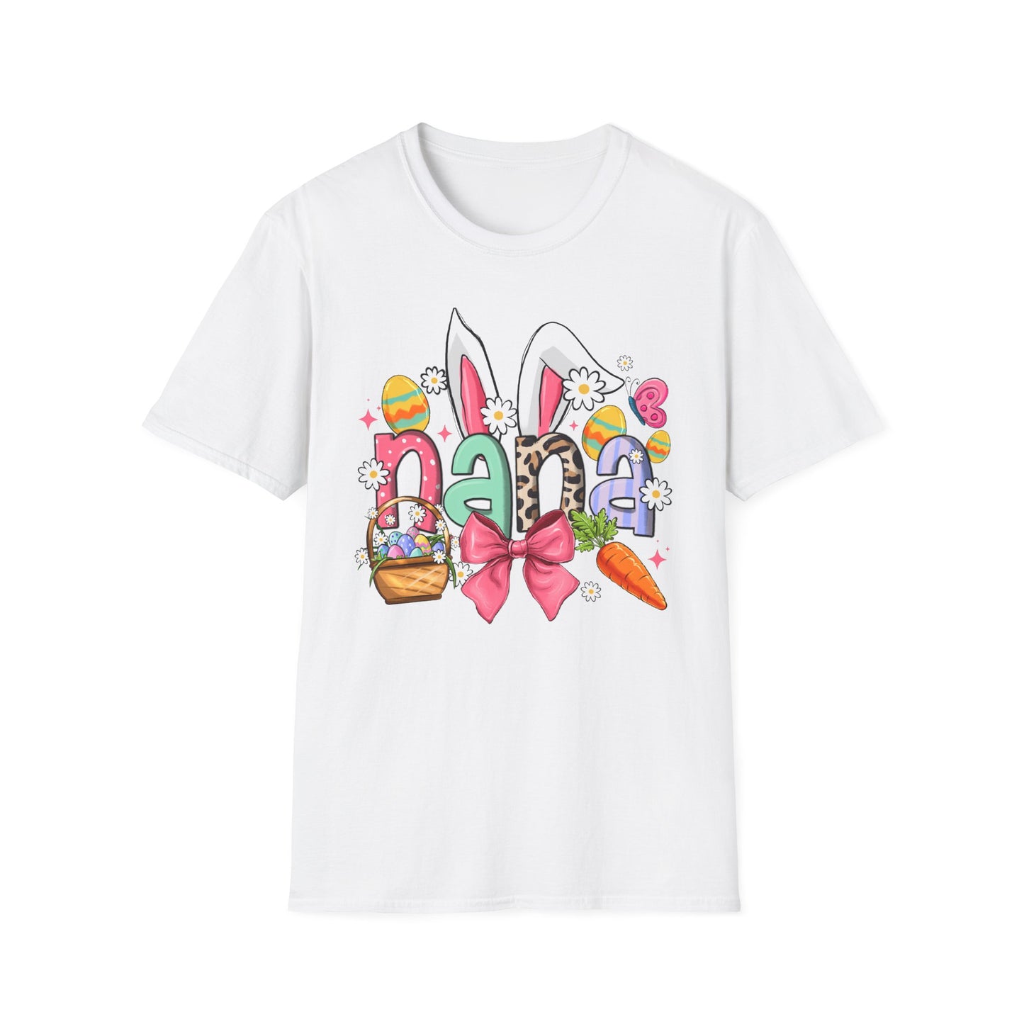 Nana Easter Bunny T-Shirt — Cute Spring Floral & Basket Design