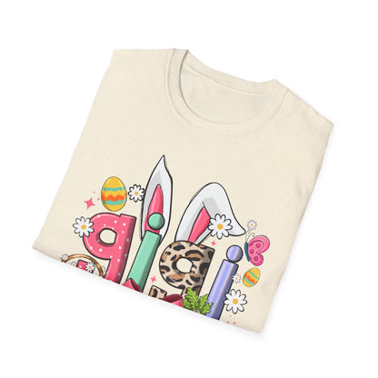Easter Girl Bunny Tee – Floral Eggs, Carrot & Pink Bow Graphic T-Shirt