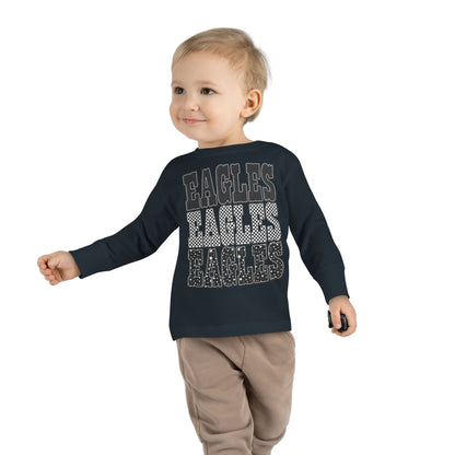 Toddler Long Sleeve Tee - 'EAGLES' Stacked Sport Graphic