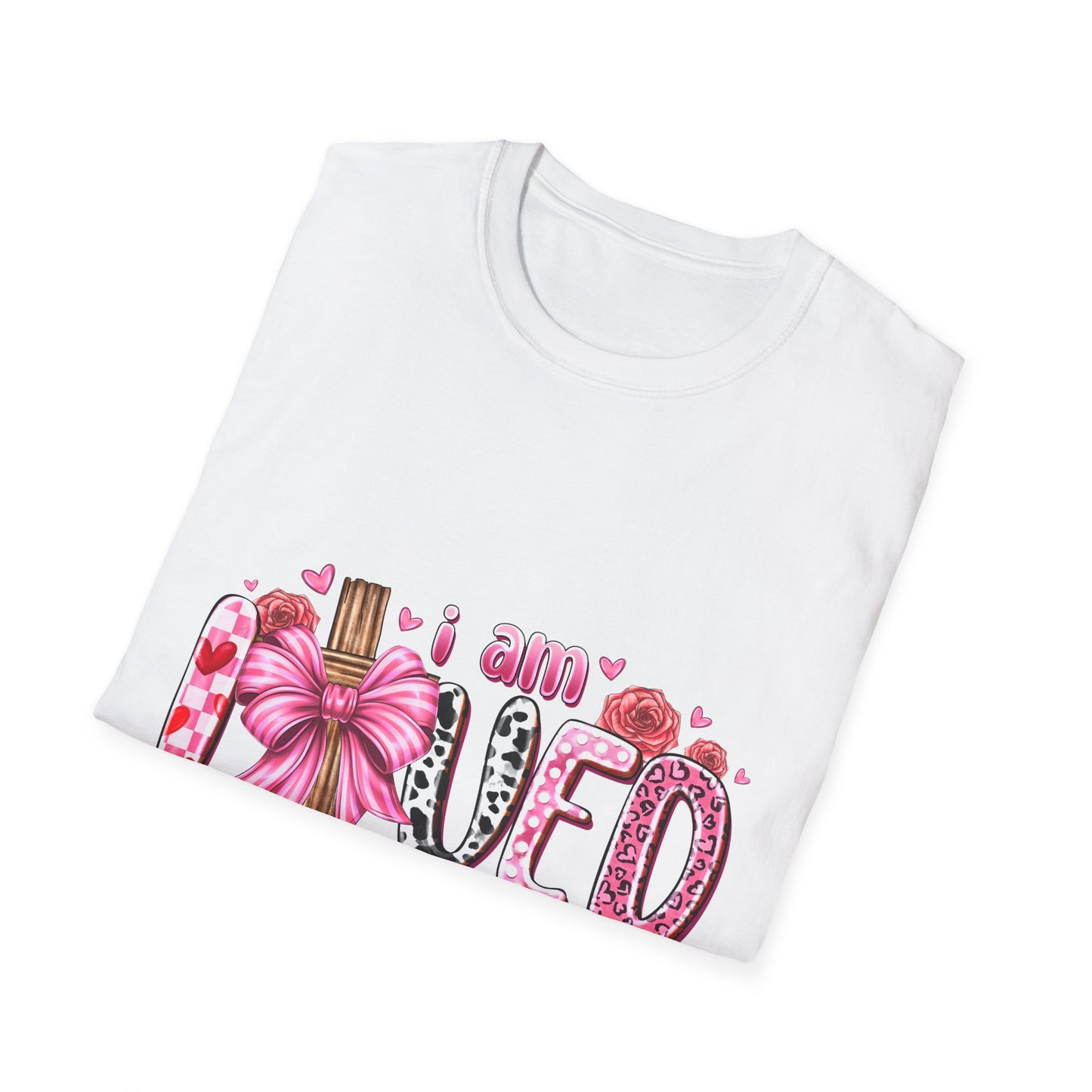 I Am Loved John 3:16 T-Shirt — Pink Floral Christian Faith Tee