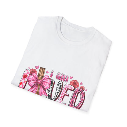 I Am Loved John 3:16 T-Shirt — Pink Floral Christian Faith Tee