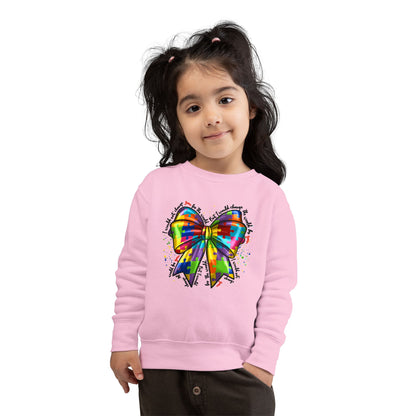 Rainbow Bow Toddler Sweatshirt — Colorful Tie-Dye Bow Graphic for Kids