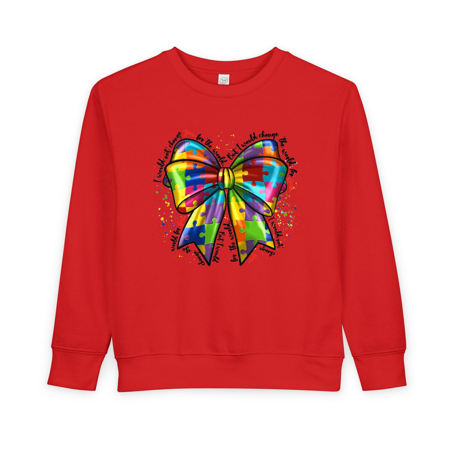 Rainbow Bow Toddler Sweatshirt — Colorful Tie-Dye Bow Graphic for Kids