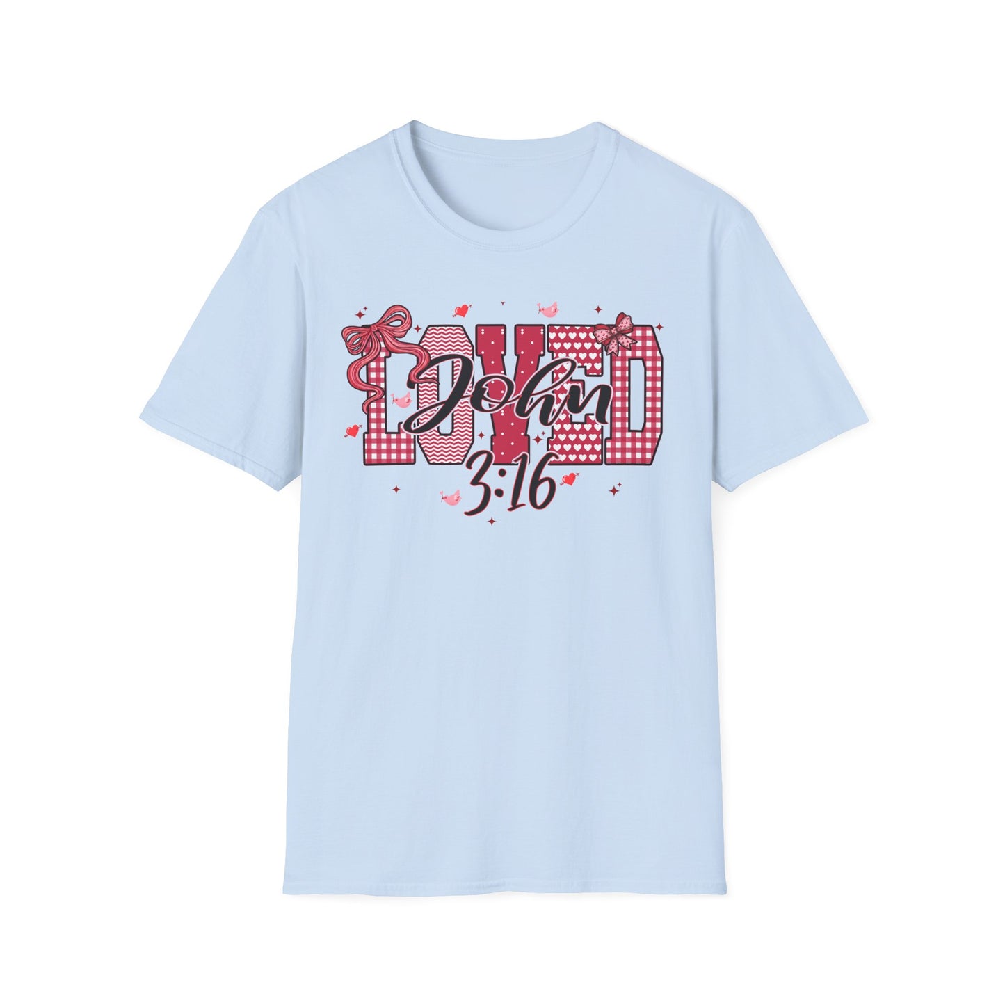 David 3:16 T-Shirt — Christian Faith Graphic Tee (Pink Plaid & Script)