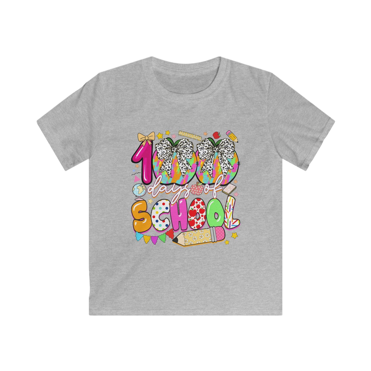 Kids Tee — Colorful "100% School" Back-to-School Graphic Shirt