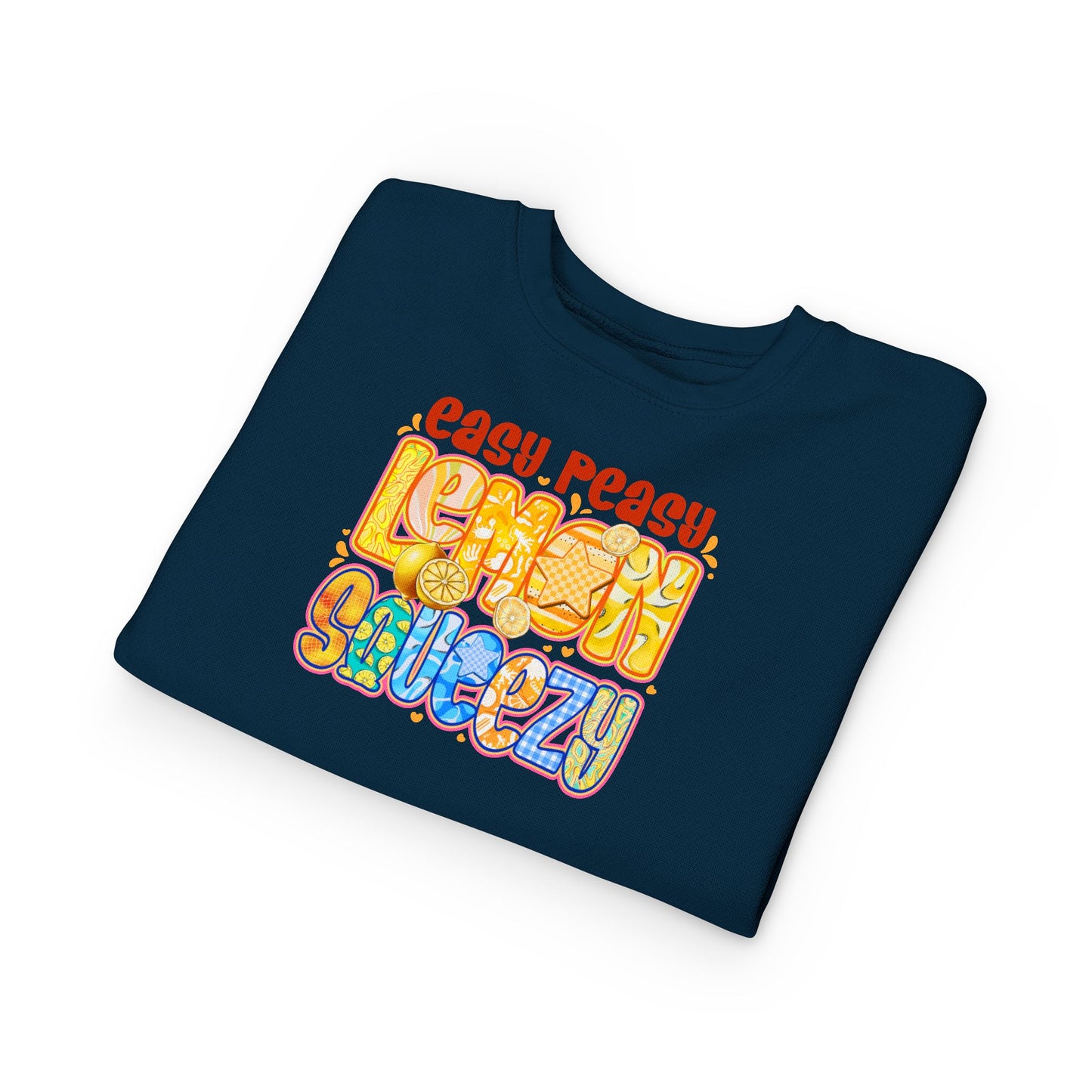 Toddler Sweatshirt - "Easy Peasy Lemon Squeezy" Colorful Retro Graphic