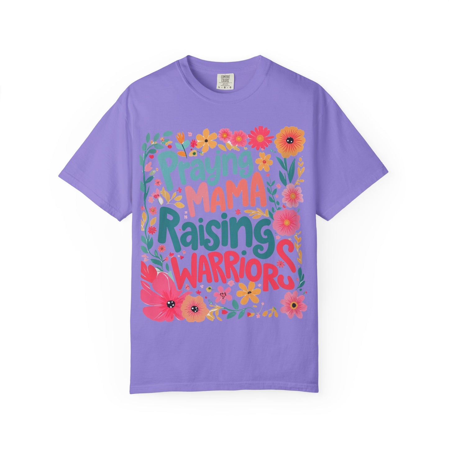 Praying Mama Raising Warrior T-Shirt — Floral Christian Mom Tee
