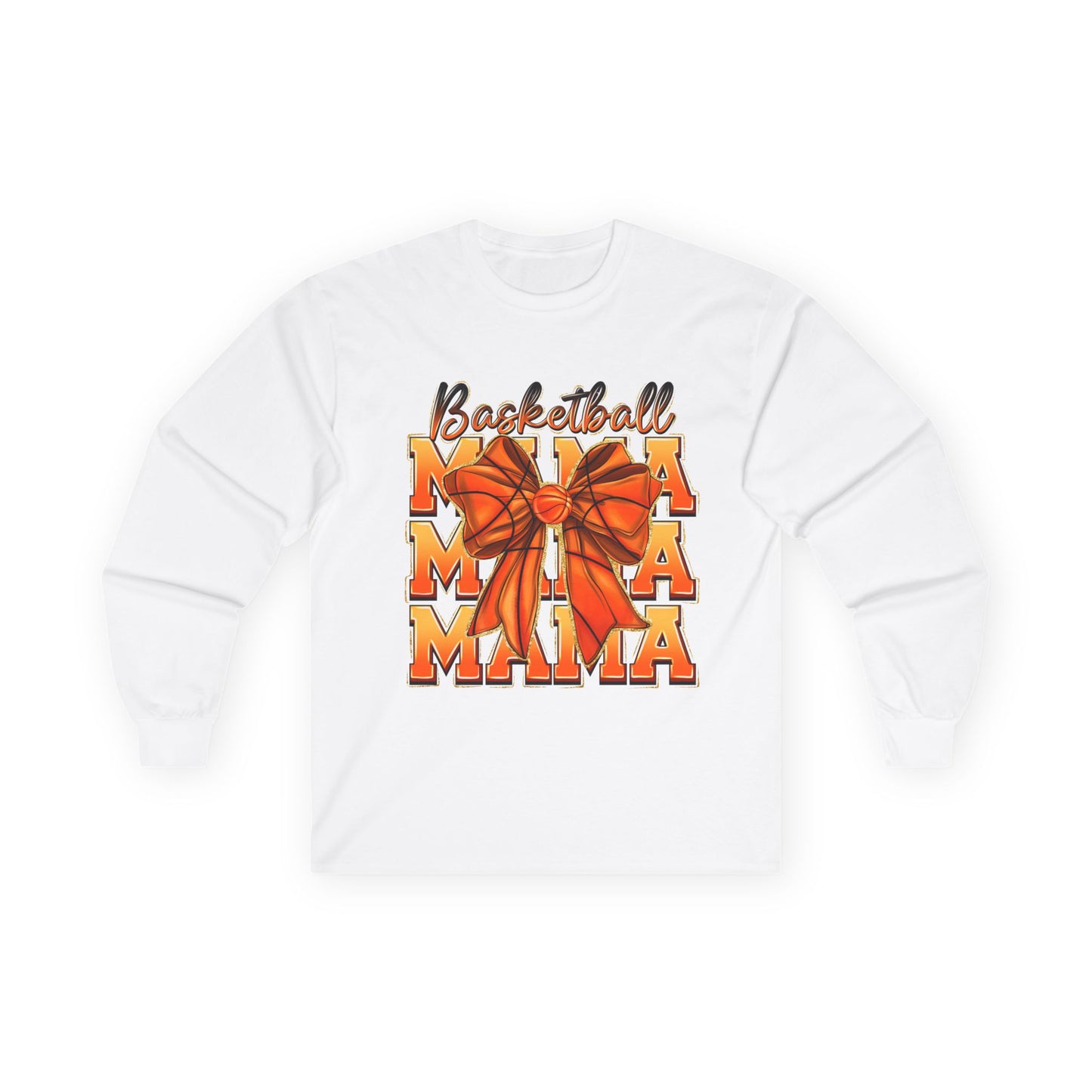 Basketball Mama Long Sleeve Tee — Orange Bow Mom Shirt