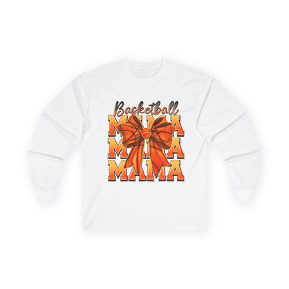 Basketball Mama Long Sleeve Tee — Orange Bow Mom Shirt