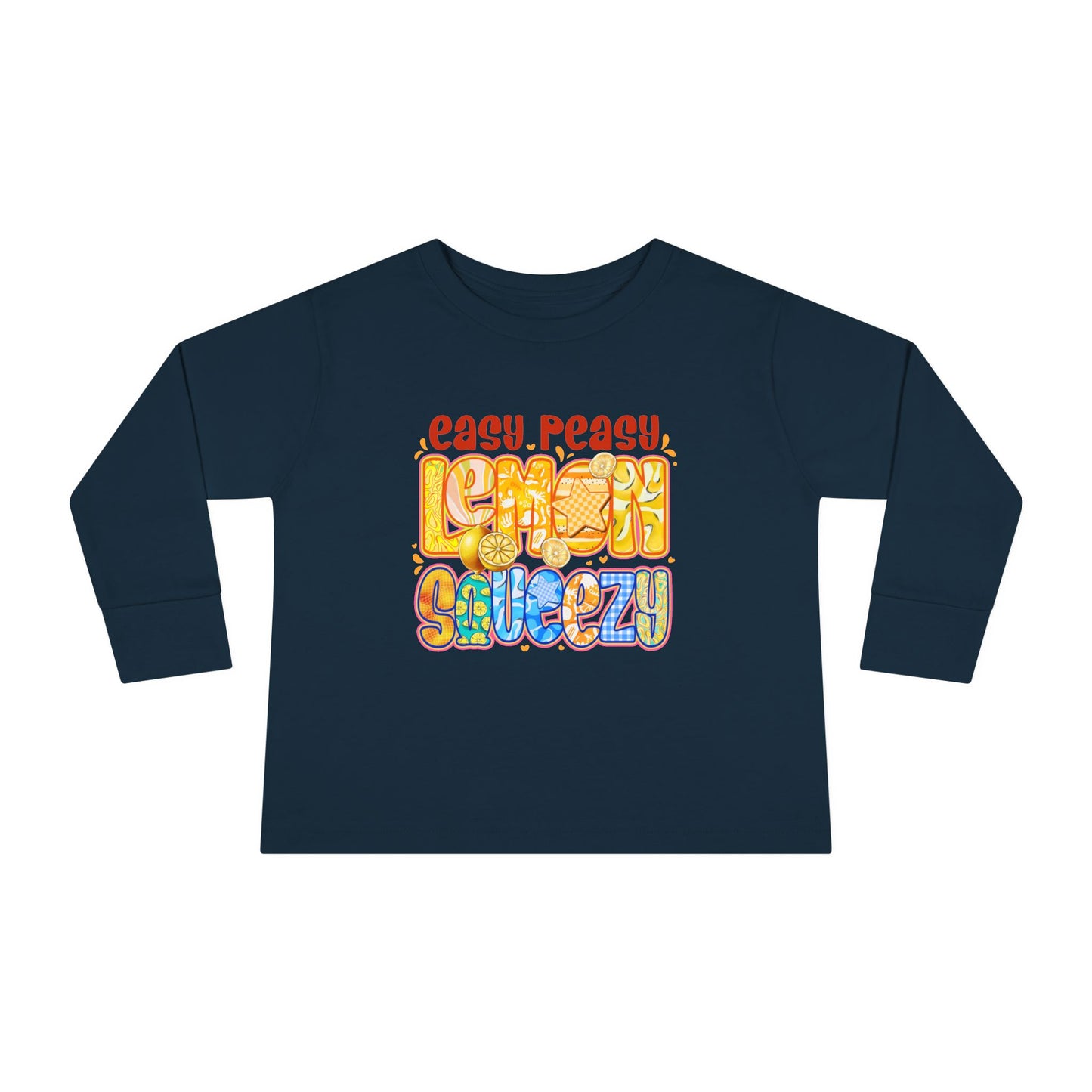 Easy Peasy Lemon Squeezy Toddler Long Sleeve Tee – Playful Citrus Graphic Shirt for Kids