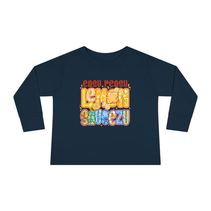 Easy Peasy Lemon Squeezy Toddler Long Sleeve Tee – Playful Citrus Graphic Shirt for Kids