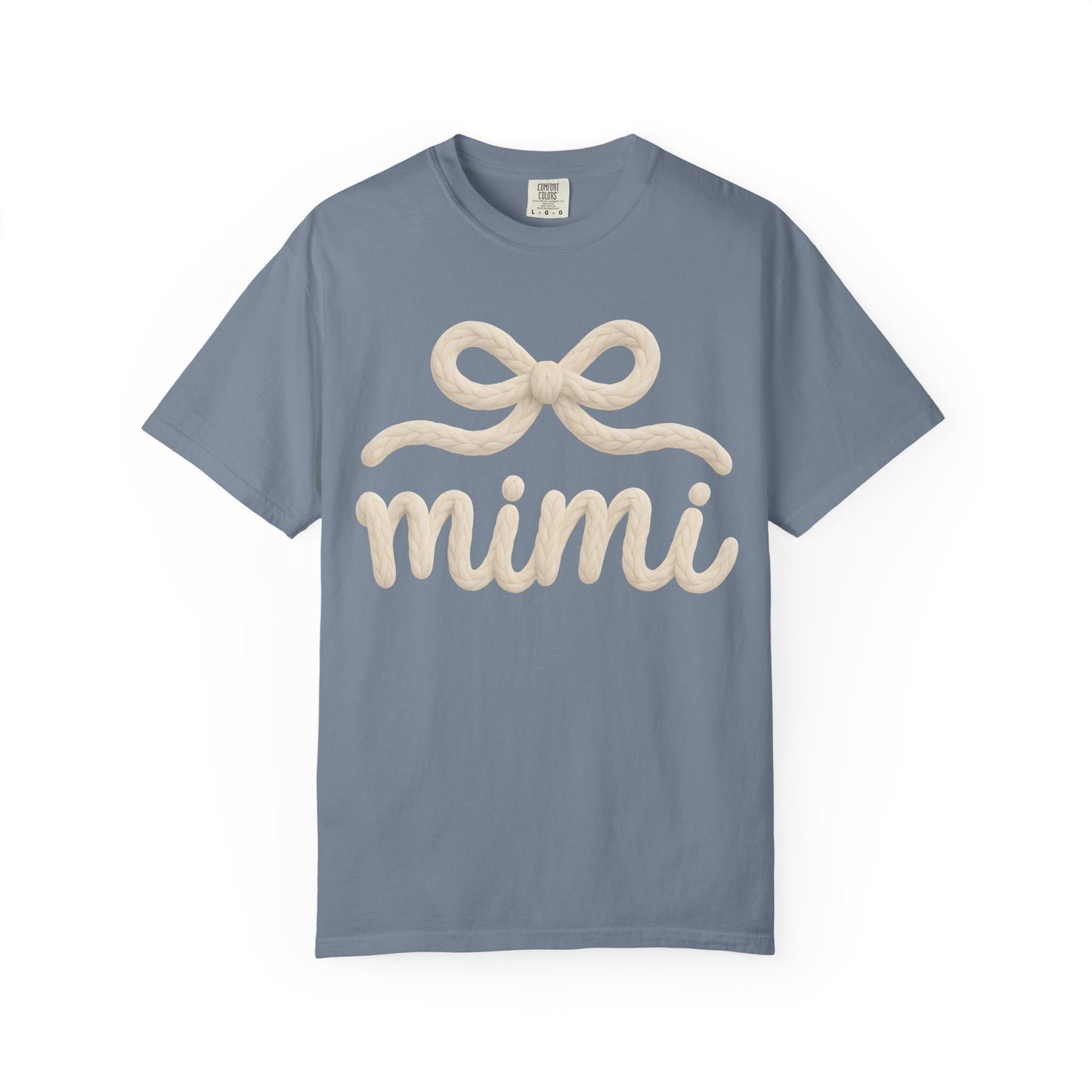 Mimi Bow Script T-Shirt — Soft Cream Knit Lettering Gift Tee