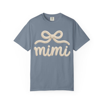 Mimi Bow Script T-Shirt — Soft Cream Knit Lettering Gift Tee