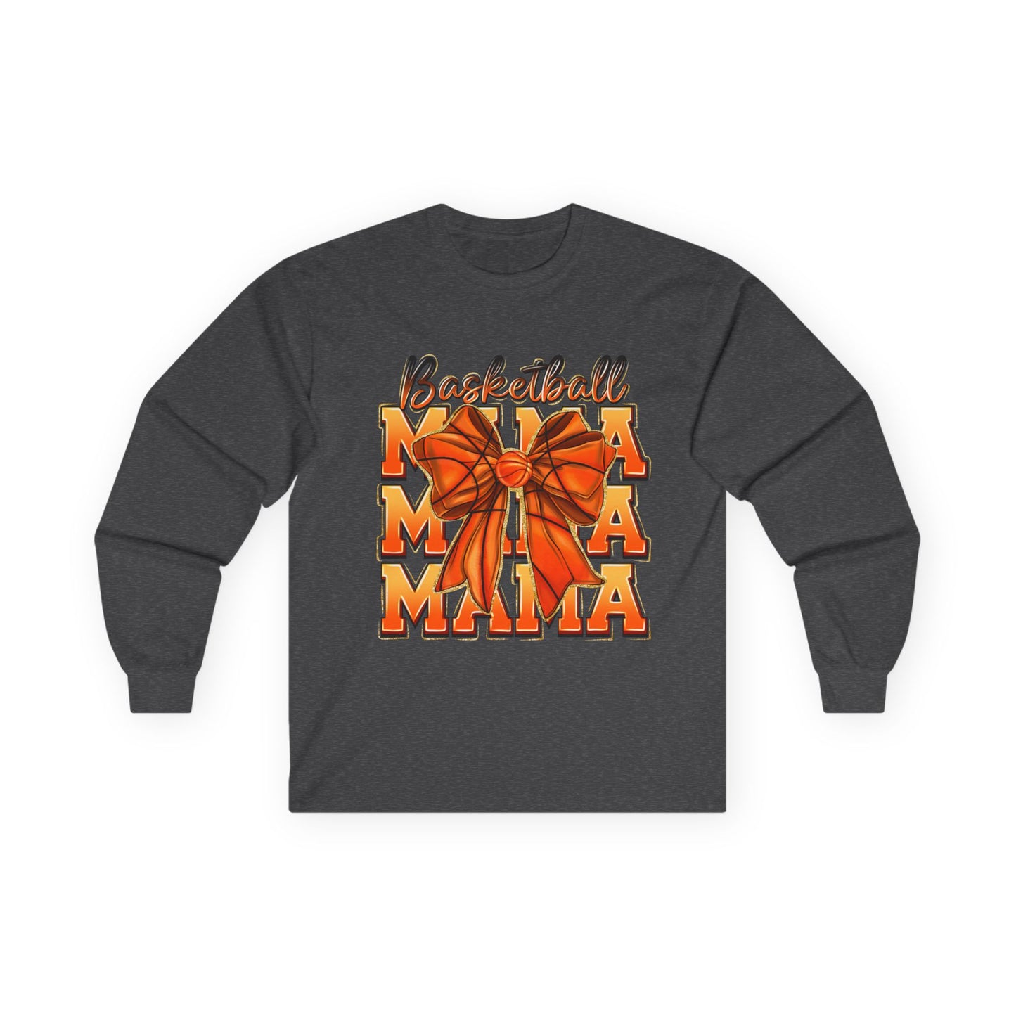 Basketball Mama Long Sleeve Tee — Orange Bow Mom Shirt