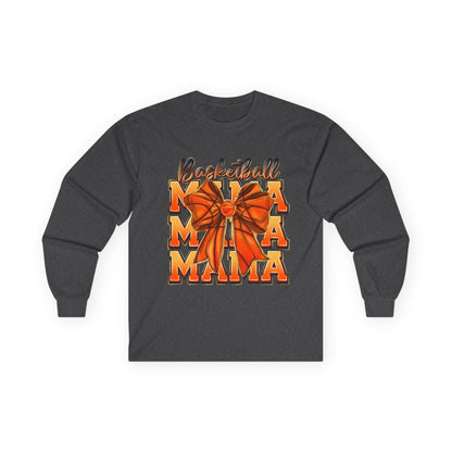 Basketball Mama Long Sleeve Tee — Orange Bow Mom Shirt