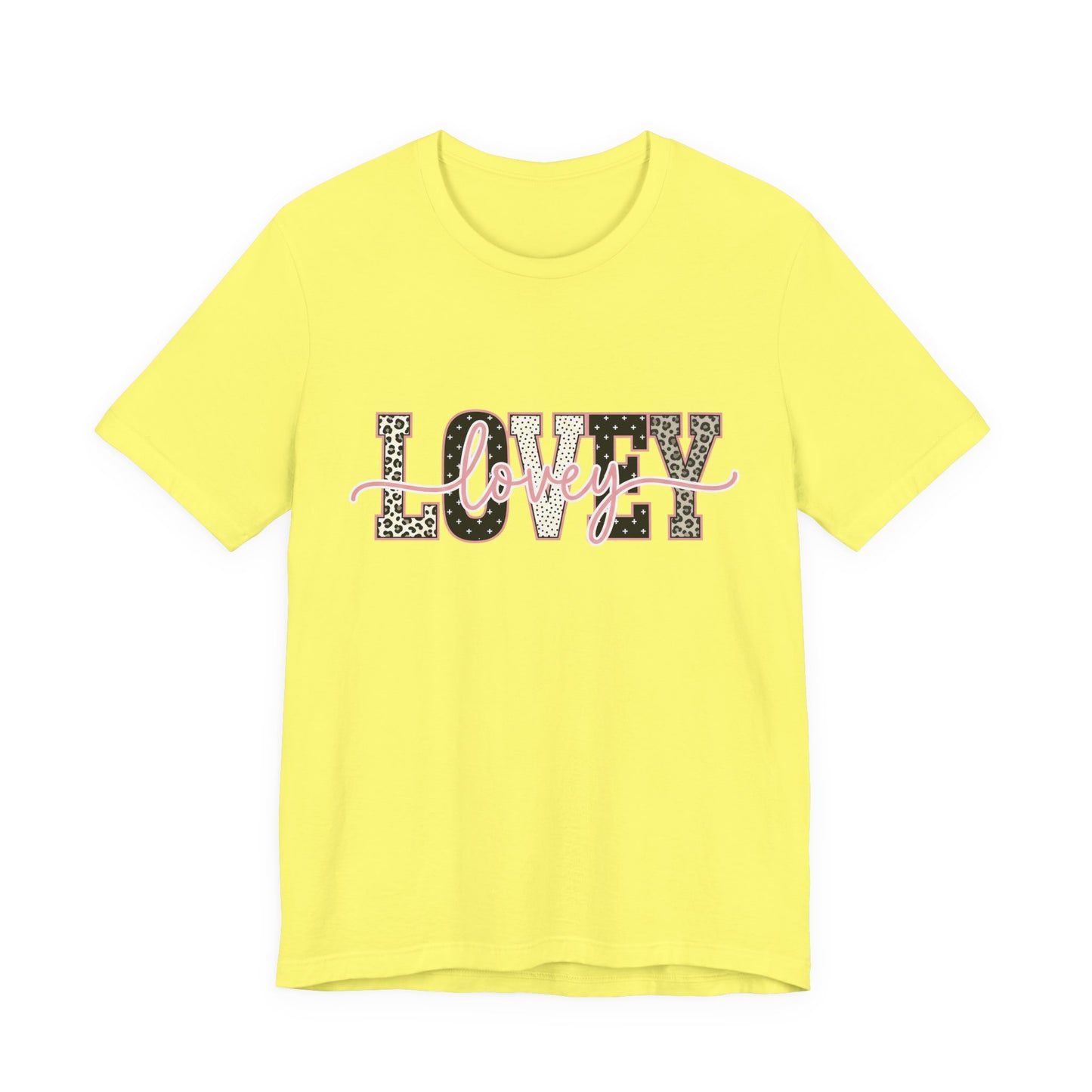 Lovey Mom T-Shirt — 'Lovely' Script Over 'MOM' Leopard Print Tee