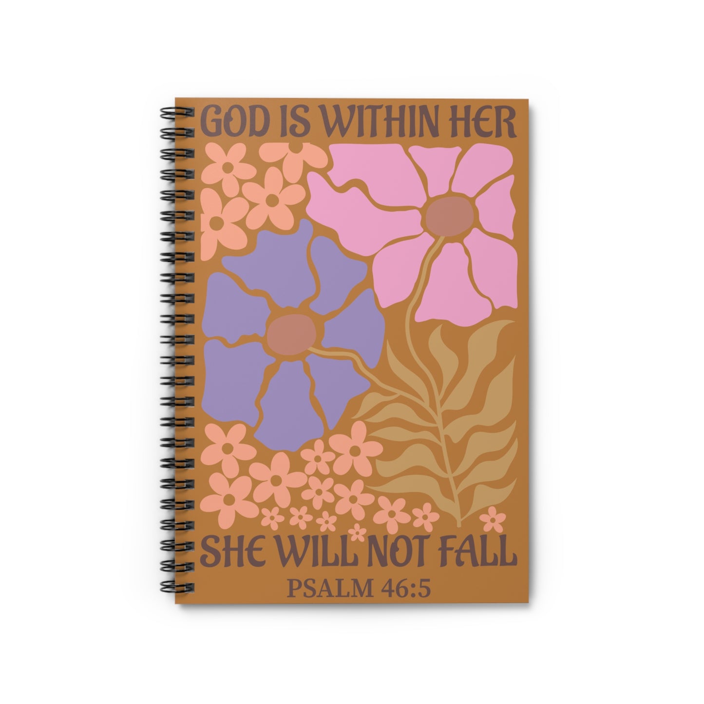 Floral Psalm 46:5 Spiral Notebook — 'God Is Within Her' Inspirational Journal