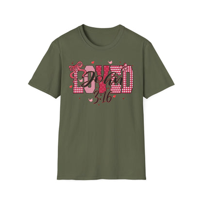 David 3:16 T-Shirt — Christian Faith Graphic Tee (Pink Plaid & Script)
