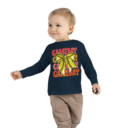 Gameday Toddler Long Sleeve Tee – Cheer Bow Football Fan Shirt