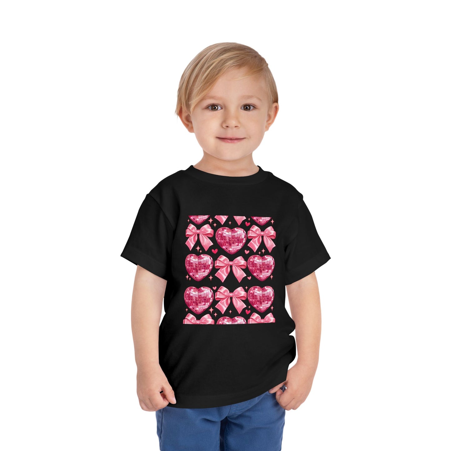 Toddler Tee - Pink Heart & Bow Pattern Valentine Shirt