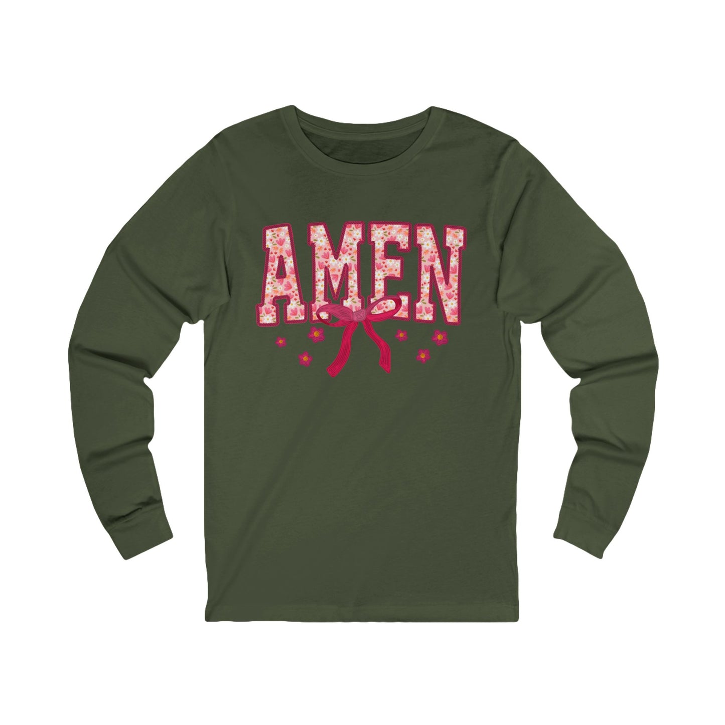 Amen Floral Long Sleeve Tee — Christian Faith Graphic Shirt