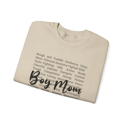 Boy Mom Crewneck Sweatshirt — Script Text Design for Proud Mothers