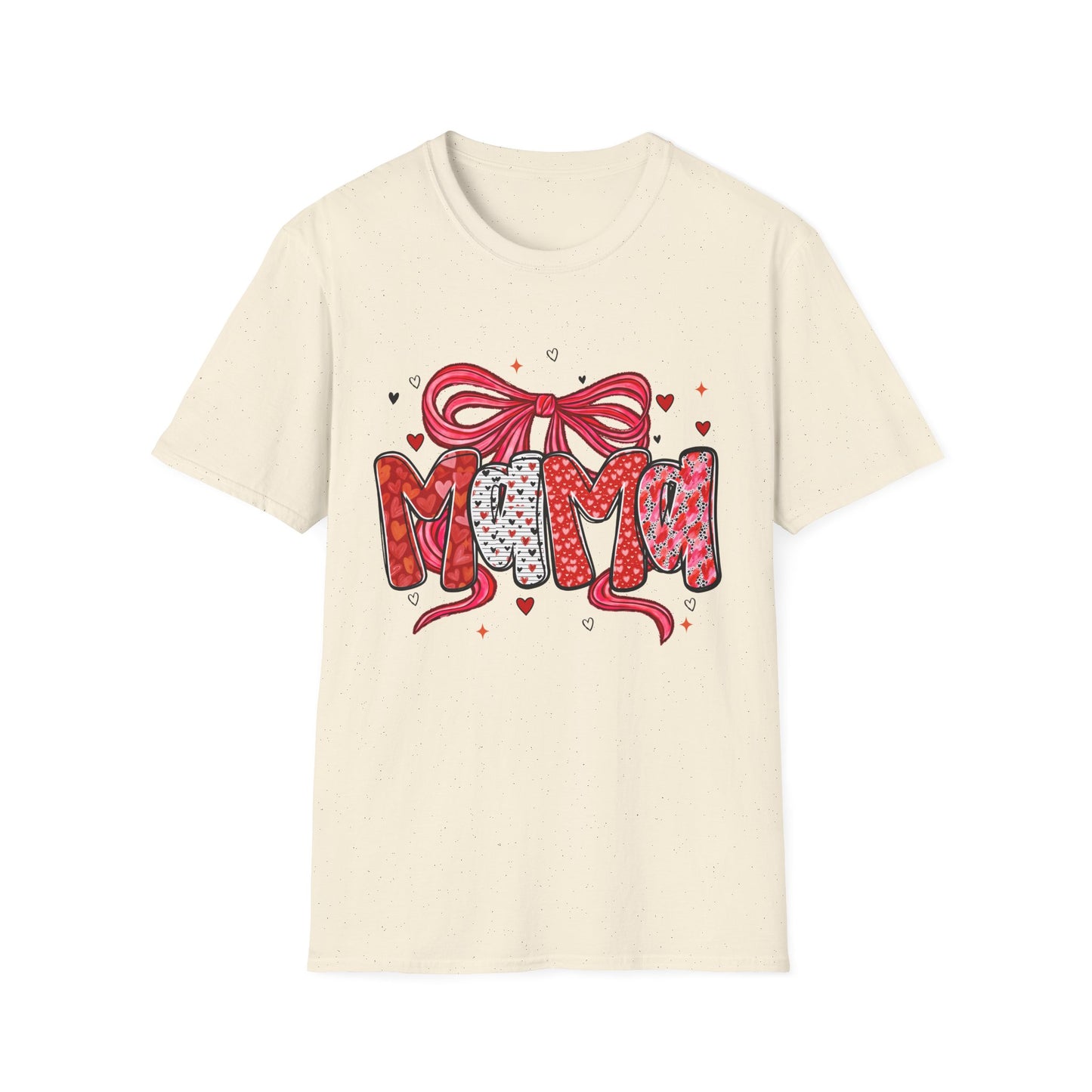 Mama Heart Graphic T-Shirt — Cute Floral ‘MAMA’ Design with Ribbon (Mother’s Day Gift)