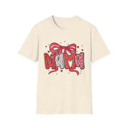 Mama Heart Graphic T-Shirt — Cute Floral ‘MAMA’ Design with Ribbon (Mother’s Day Gift)