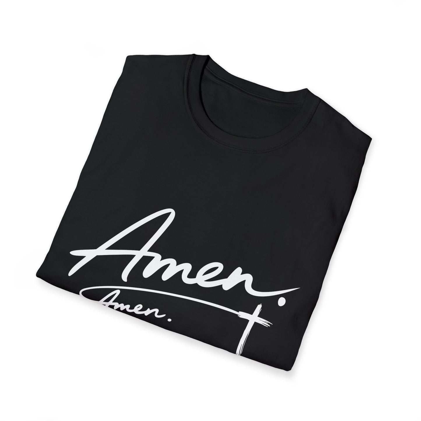 Amen Script T-Shirt — Faith-Inspired Christian Tee with Cross