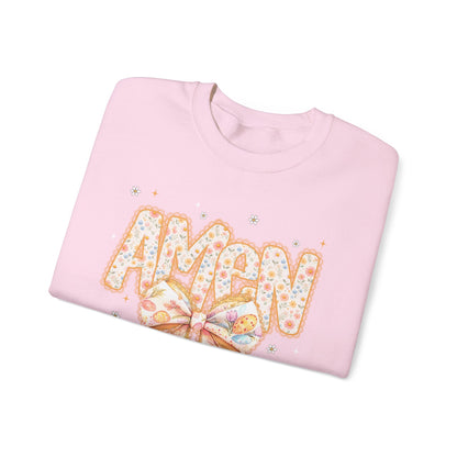 Crewneck Sweatshirt — 'AMAW' Pastel Bow Glitter Graphic