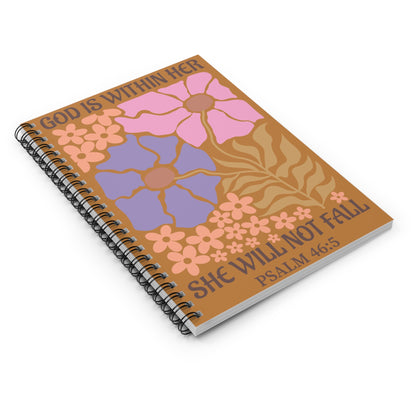 Floral Psalm 46:5 Spiral Notebook — 'God Is Within Her' Inspirational Journal
