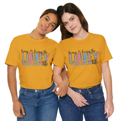 Living & Loving the LOVE Life T-Shirt — Colorful Leopard Print Hearts Tee