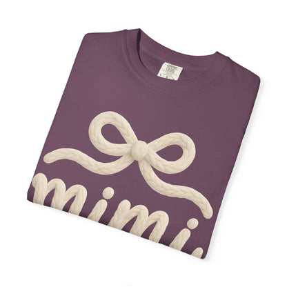 Mimi Bow Script T-Shirt — Soft Cream Knit Lettering Gift Tee