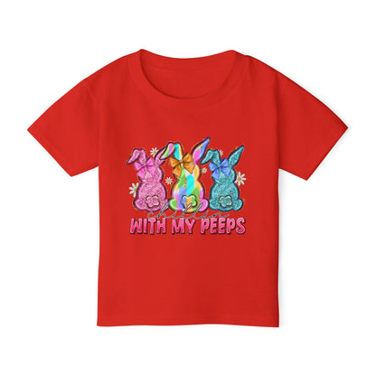 Toddler T-Shirt "With My Peeps" Colorful Easter Bunny Crew