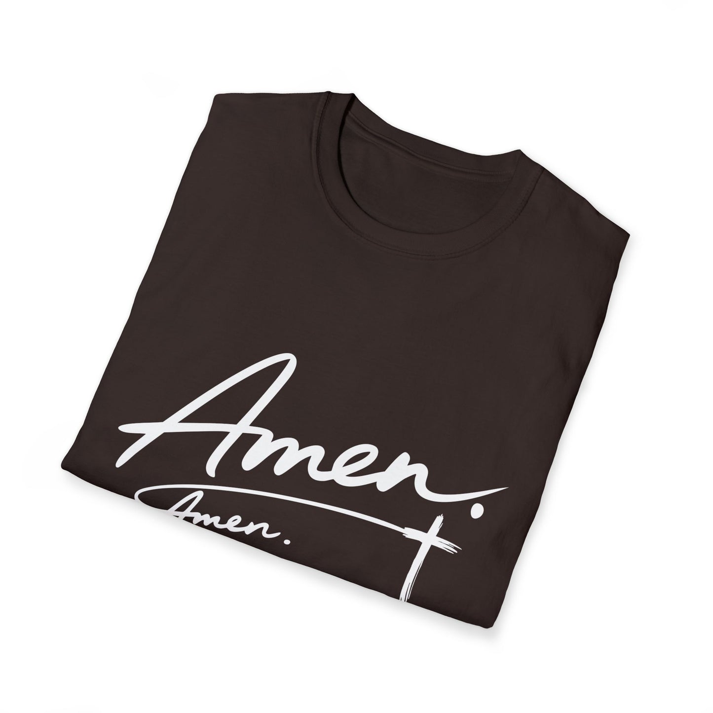 Amen Script T-Shirt — Faith-Inspired Christian Tee with Cross