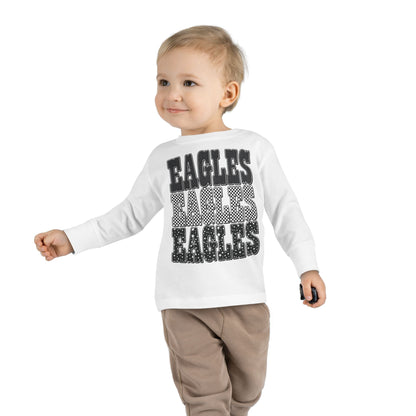 Toddler Long Sleeve Tee - 'EAGLES' Stacked Sport Graphic