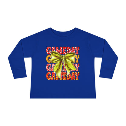 Gameday Toddler Long Sleeve Tee – Cheer Bow Football Fan Shirt